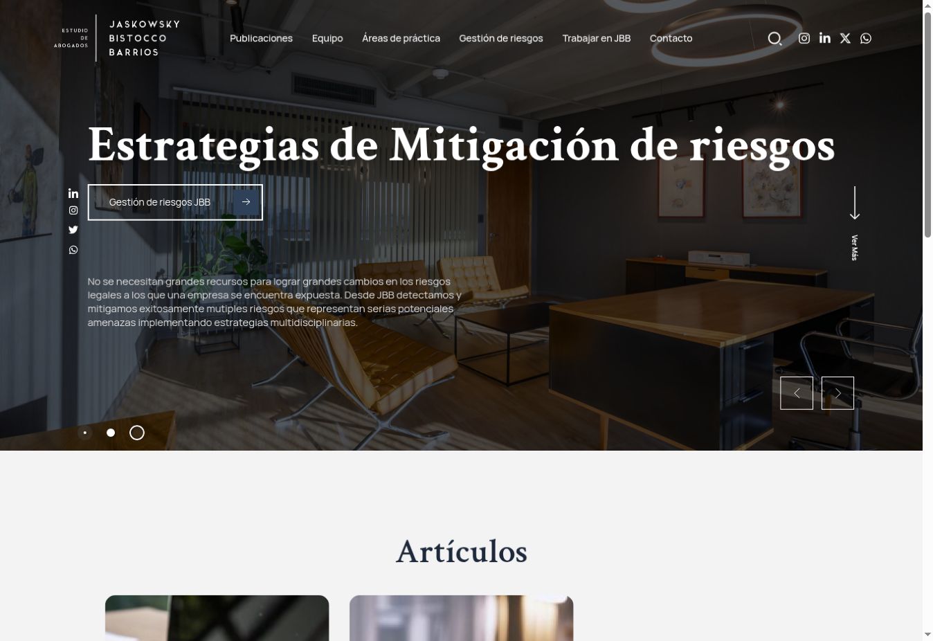 Captura real de la página de inicio de JBB Abogados.